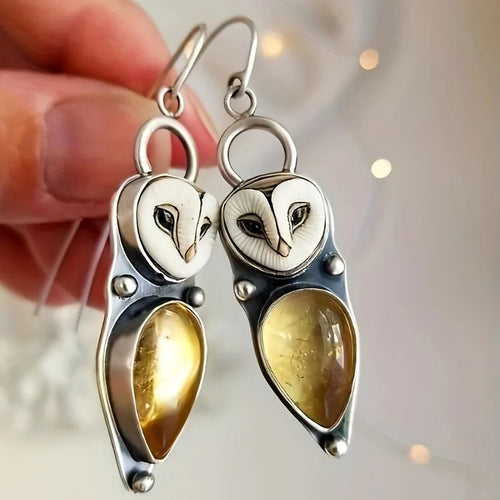 Boho Owl Drop Earrings - Nickel Free for Sensitive Ears