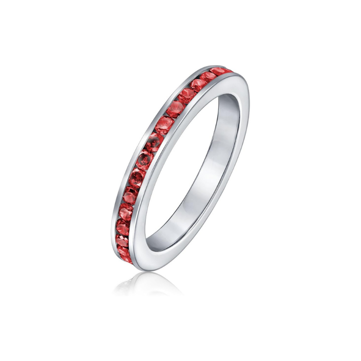 White Gold Eternity Ring Nuala with Ruby