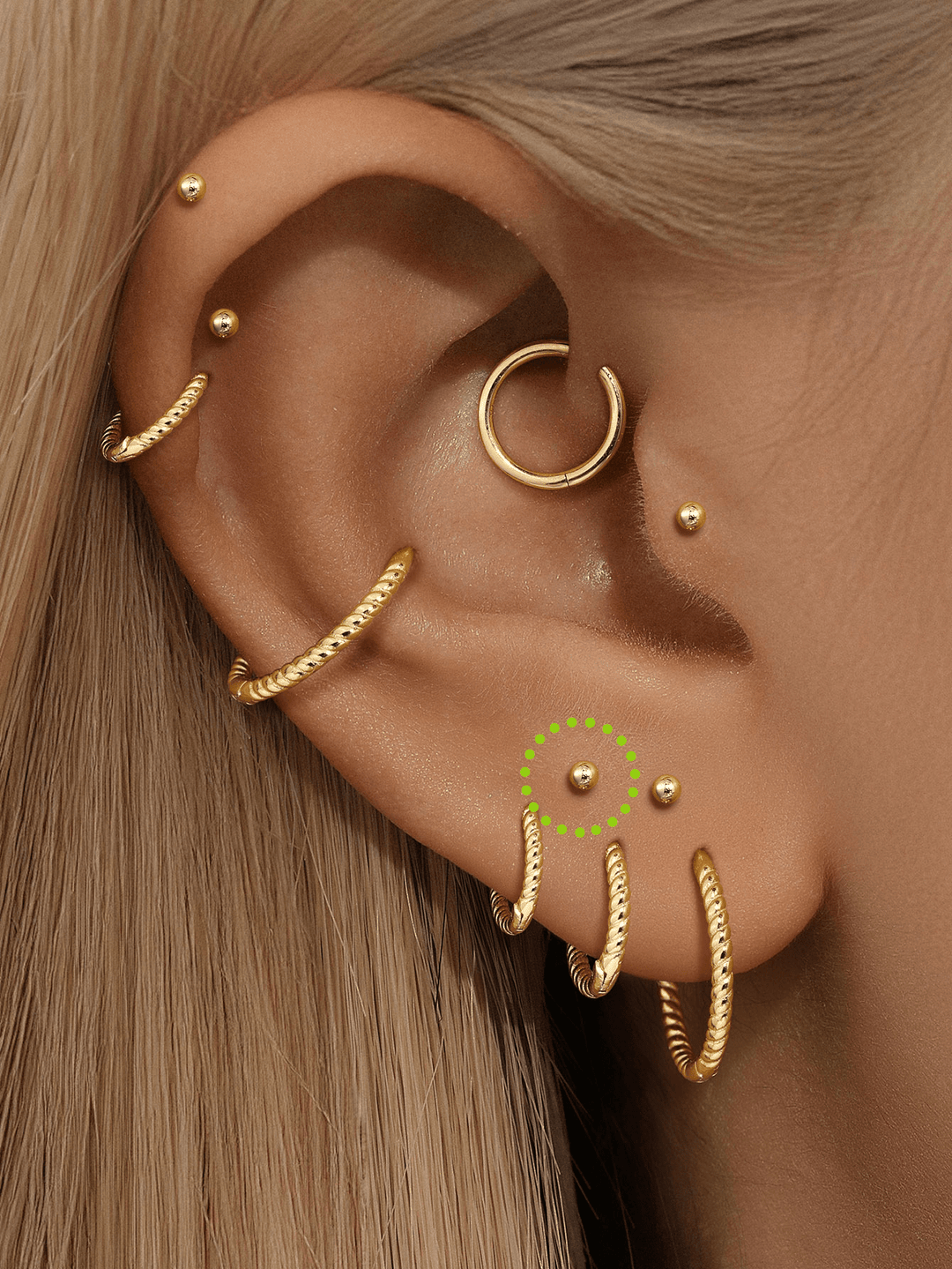 Gold Stud Earrings Sorcha with Ball Design