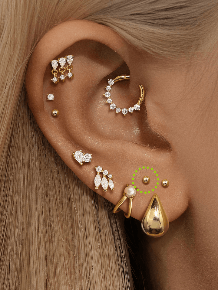 Gold Stud Earrings Sorcha with Ball Design