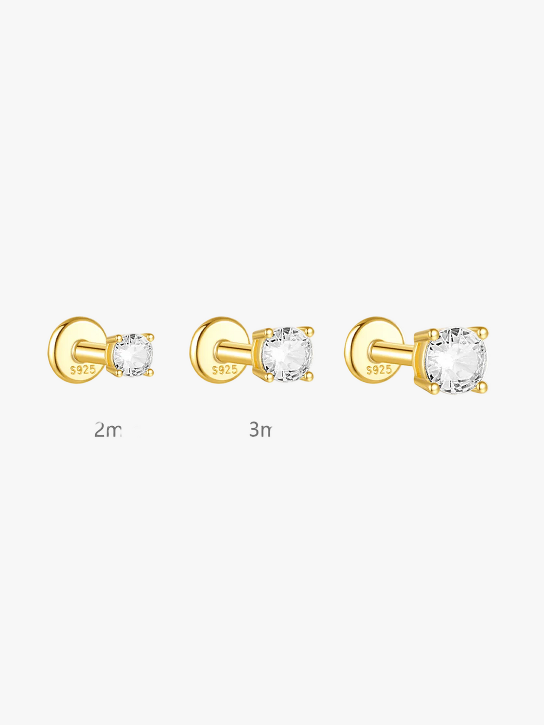 Gold Stud Earrings Sadhbh with Round Zirconia