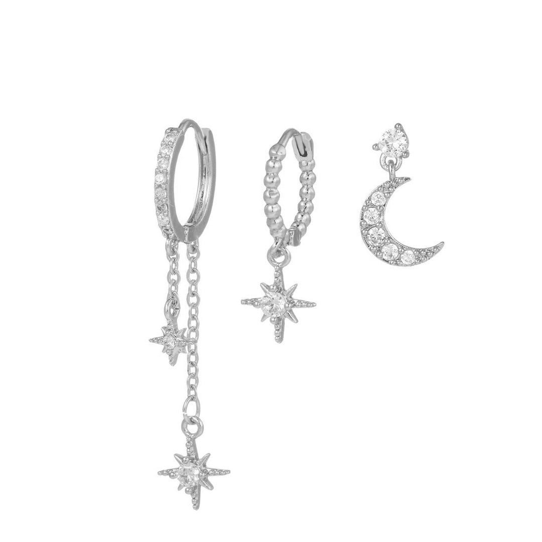 Gold Celestial Drop Earrings Aoife with Star and Moon