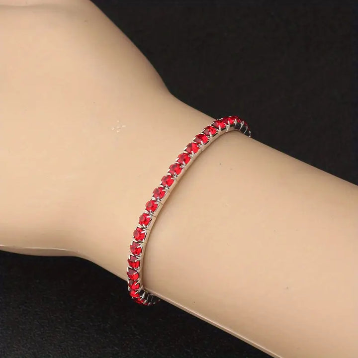 Silver Tennis Bracelet Emer with Ruby Stones