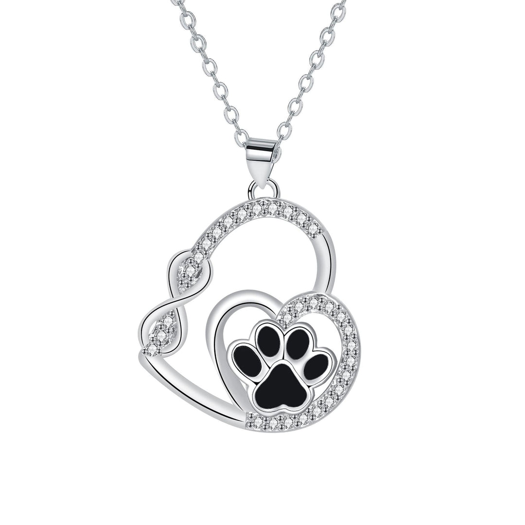 Infinite Double Love Paw Print Pendant Necklace