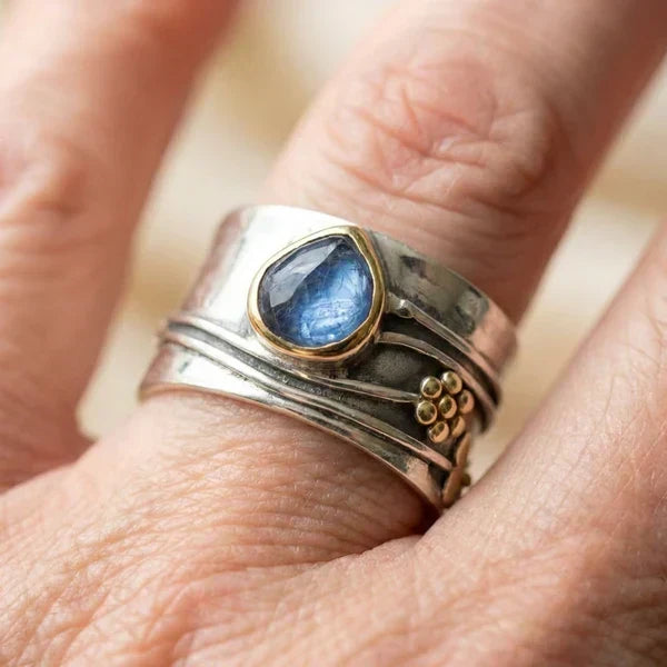 Gold & Silver Band Ring Saoirse with Sapphire