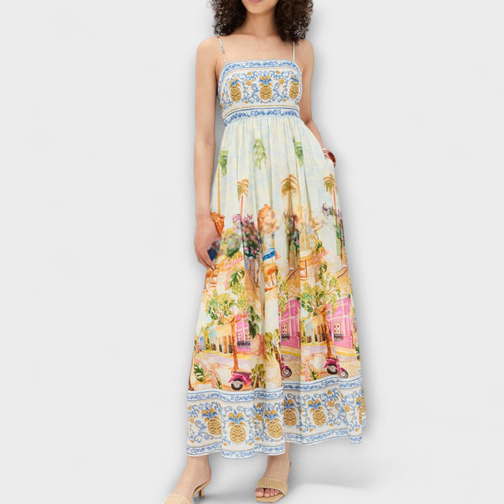 Lumen - Buntes Maxikleid mit Print