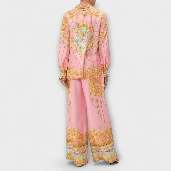 Sage - Lila-gelbes Set mit Print
