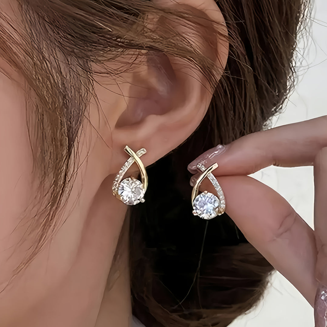 Gold Stud Earrings Sadhbh with Zirconia