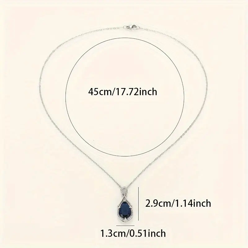 Silver Necklace Clíona with Sapphire Drop