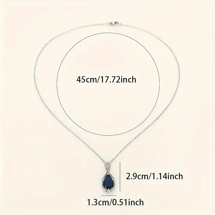 Silver Necklace Clíona with Sapphire Drop