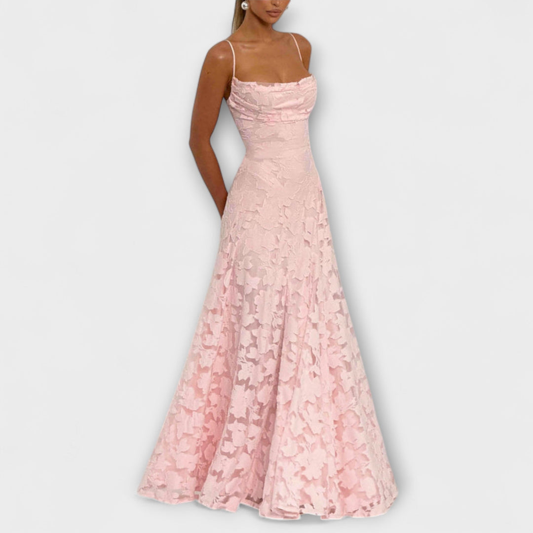 Kairi - Weisses Floral-Spitzen-Maxikleid