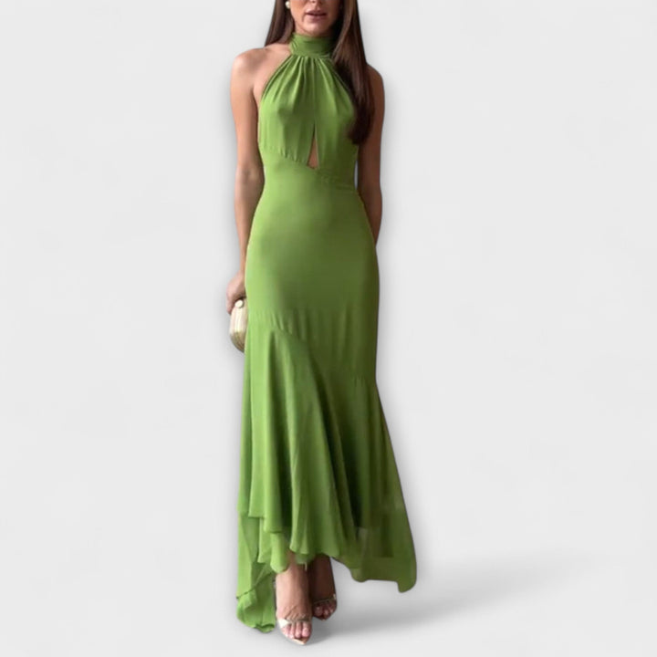 Elodie - Grünes asymmetrisches Maxikleid