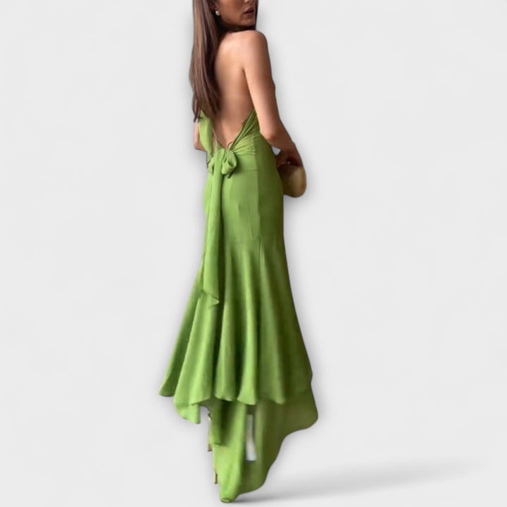 Elodie - Grünes asymmetrisches Maxikleid