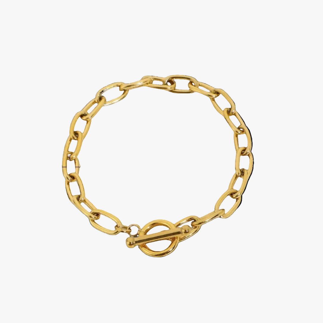 Gold Link Bracelet Deirdre with T-Bar Clasp