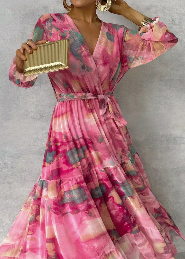 Luísa - Pinkes Wickelkleid mit Blütenmuster