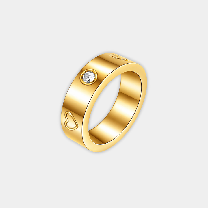 Silver Band Ring Ciara with Crystal & Hearts