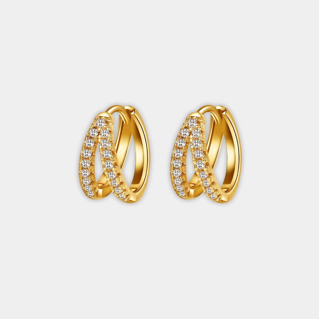 Gold Huggie Earrings Áine with Zirconia