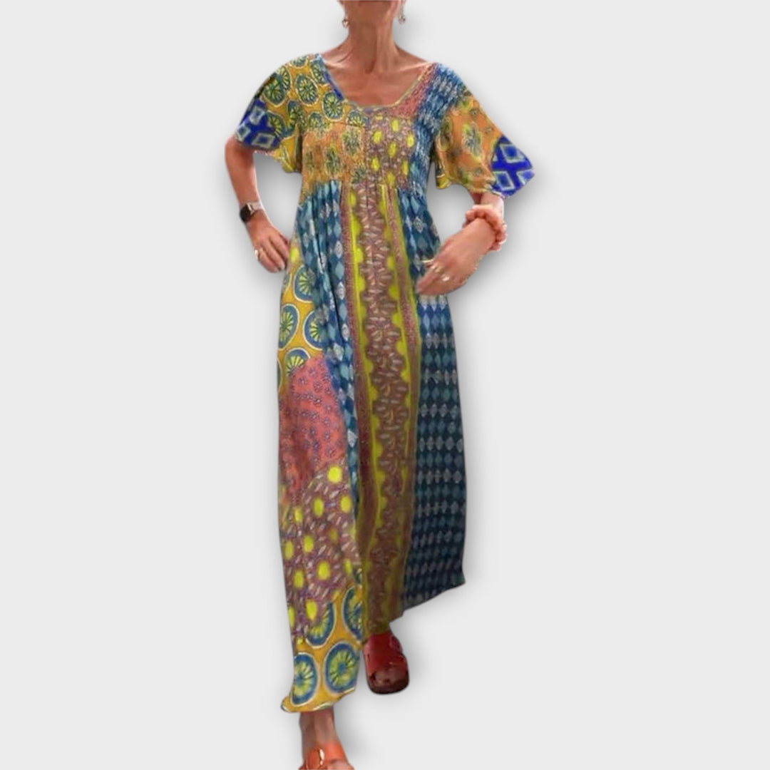 Melania - Buntes Boho-Kleid mit Ethno-Muster
