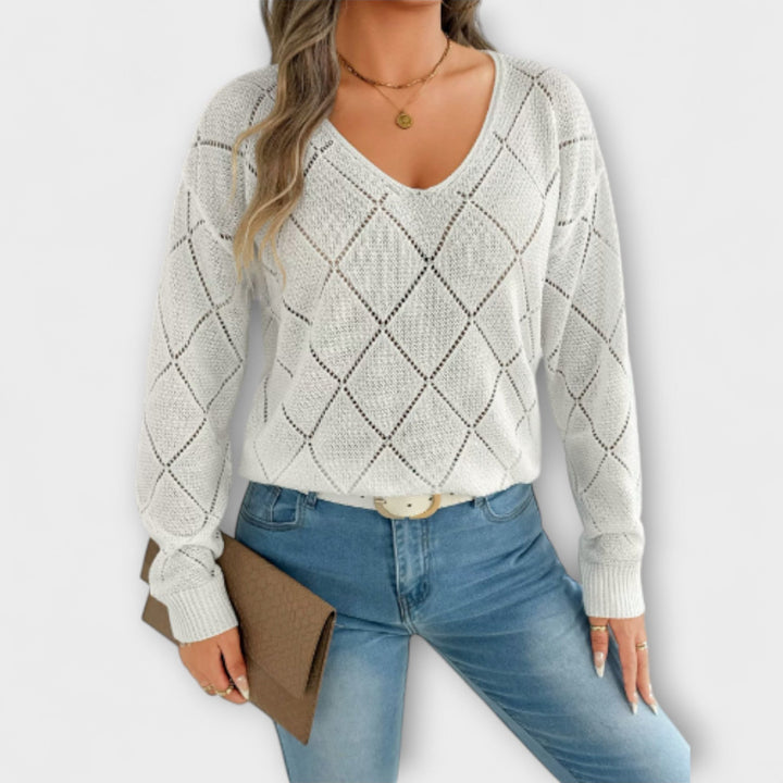 Evers - Schwarzer lässiger Pullover mit Rautenmuster