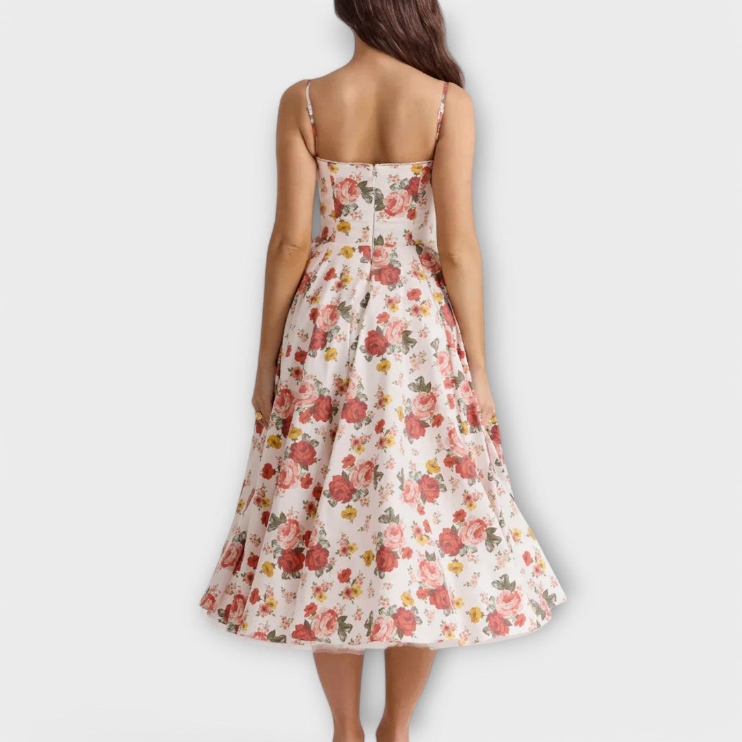 Mélie - Schwarzes Sommerkleid mit Korsett-Detail
