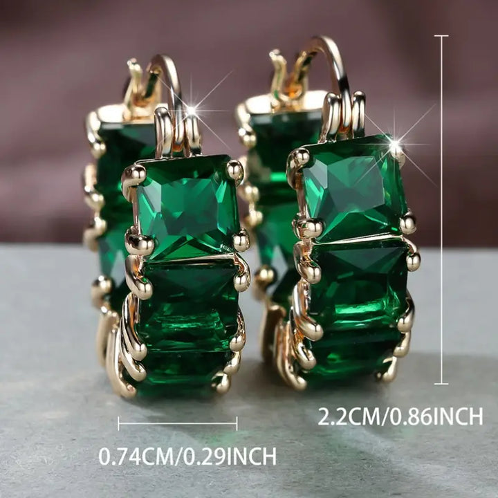 Gold Hoop Earrings Niamh with Emerald