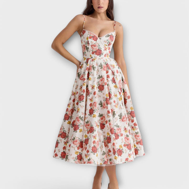 Mélie - Schwarzes Sommerkleid mit Korsett-Detail