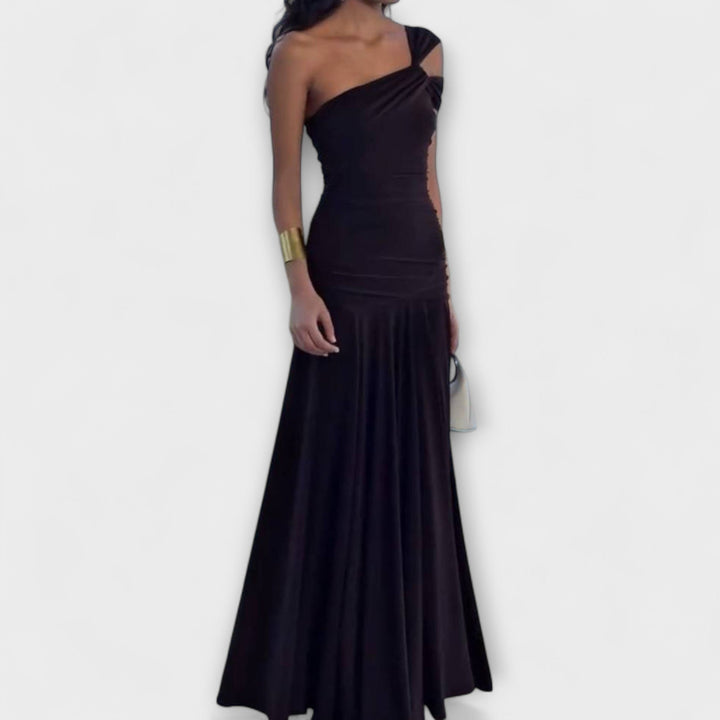 Margot - Schwarzes Off-Shoulder-Maxikleid