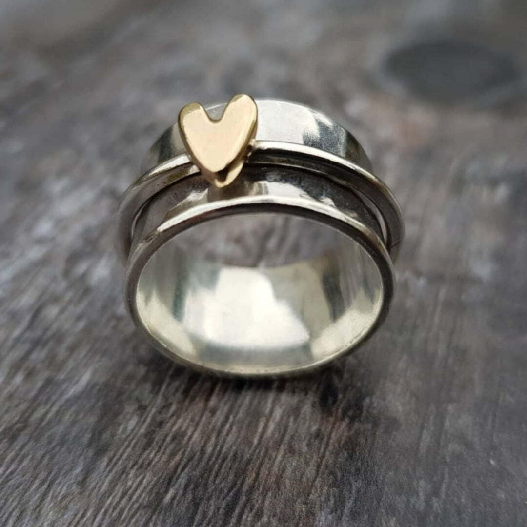 Gold & Silver Ring Sinéad with Heart Motif
