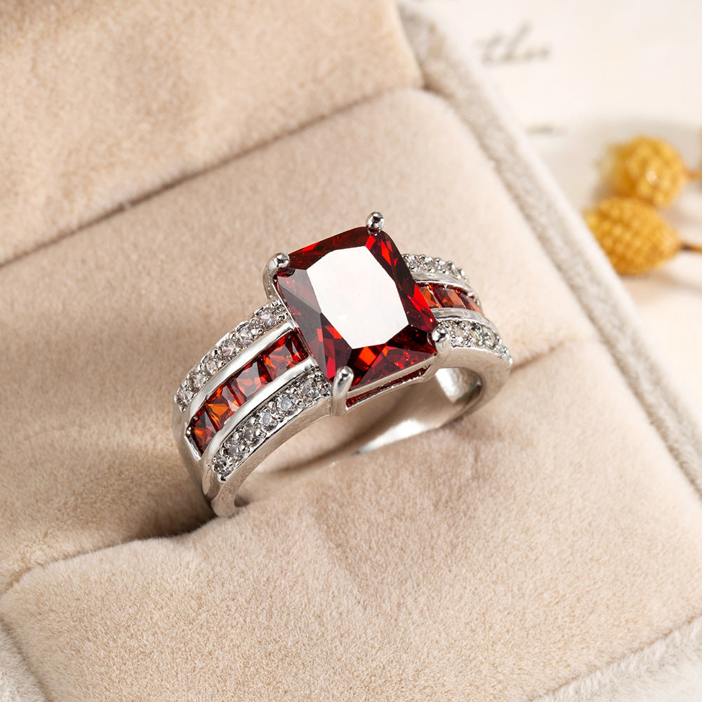 White Gold Ring Ciara with Ruby