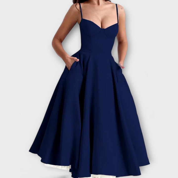 Mélie - Schwarzes Sommerkleid mit Korsett-Detail