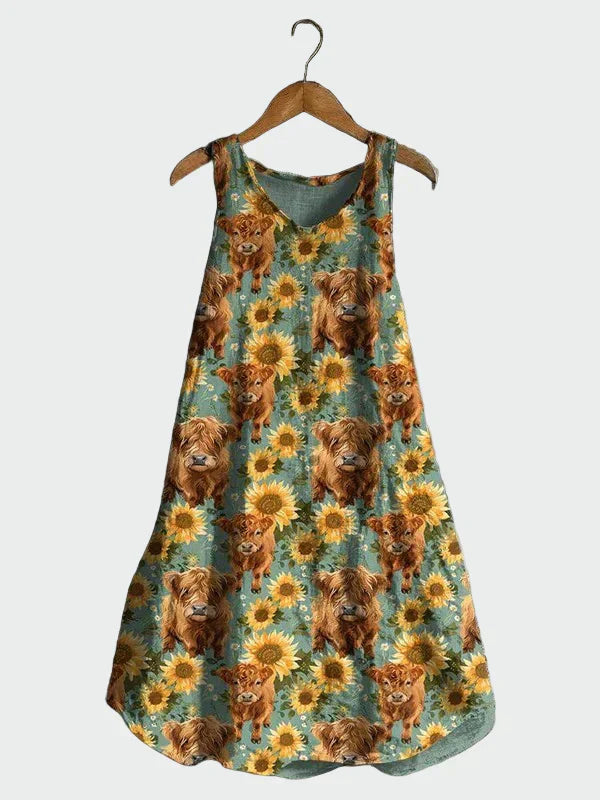 Kleid mit Sonnenblumenmotiv