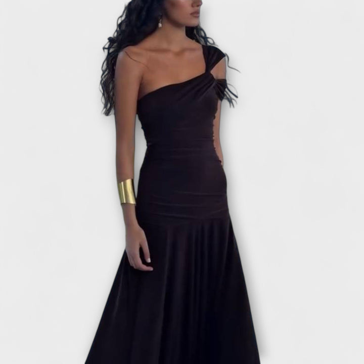 Margot - Schwarzes Off-Shoulder-Maxikleid