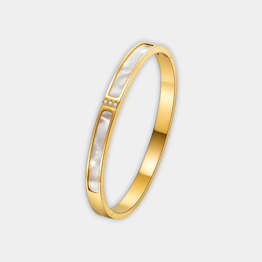 Gold Bangle Muirne with Mother-of-Pearl