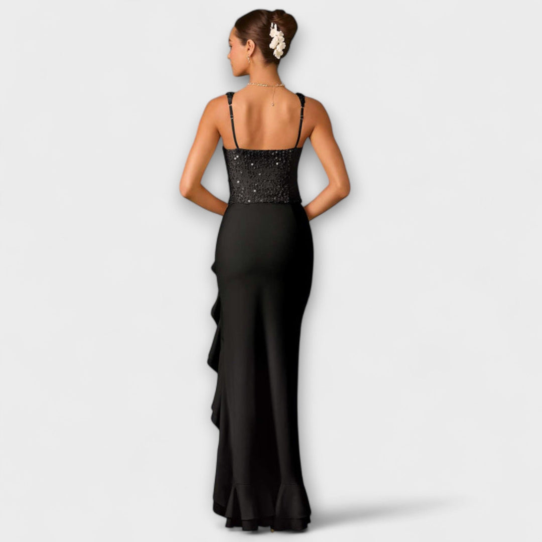 Bella - Gelbes Rüschensatin-Korsettkleid