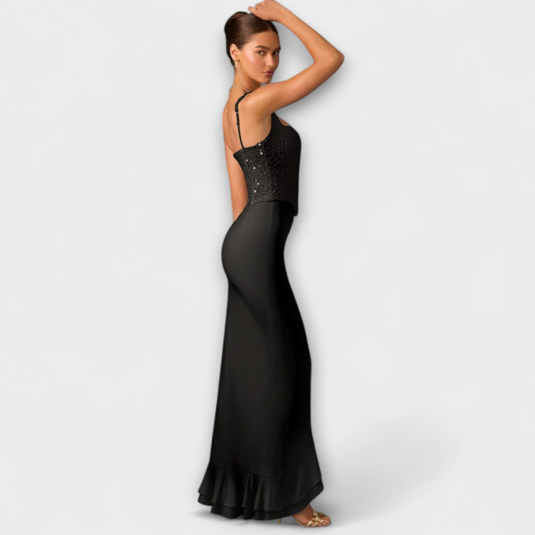 Bella - Gelbes Rüschensatin-Korsettkleid