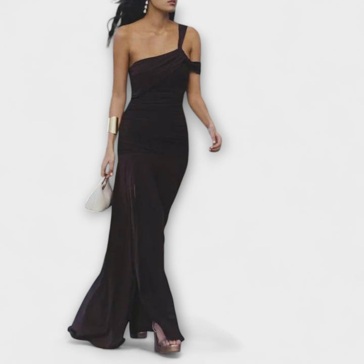 Margot - Schwarzes Off-Shoulder-Maxikleid