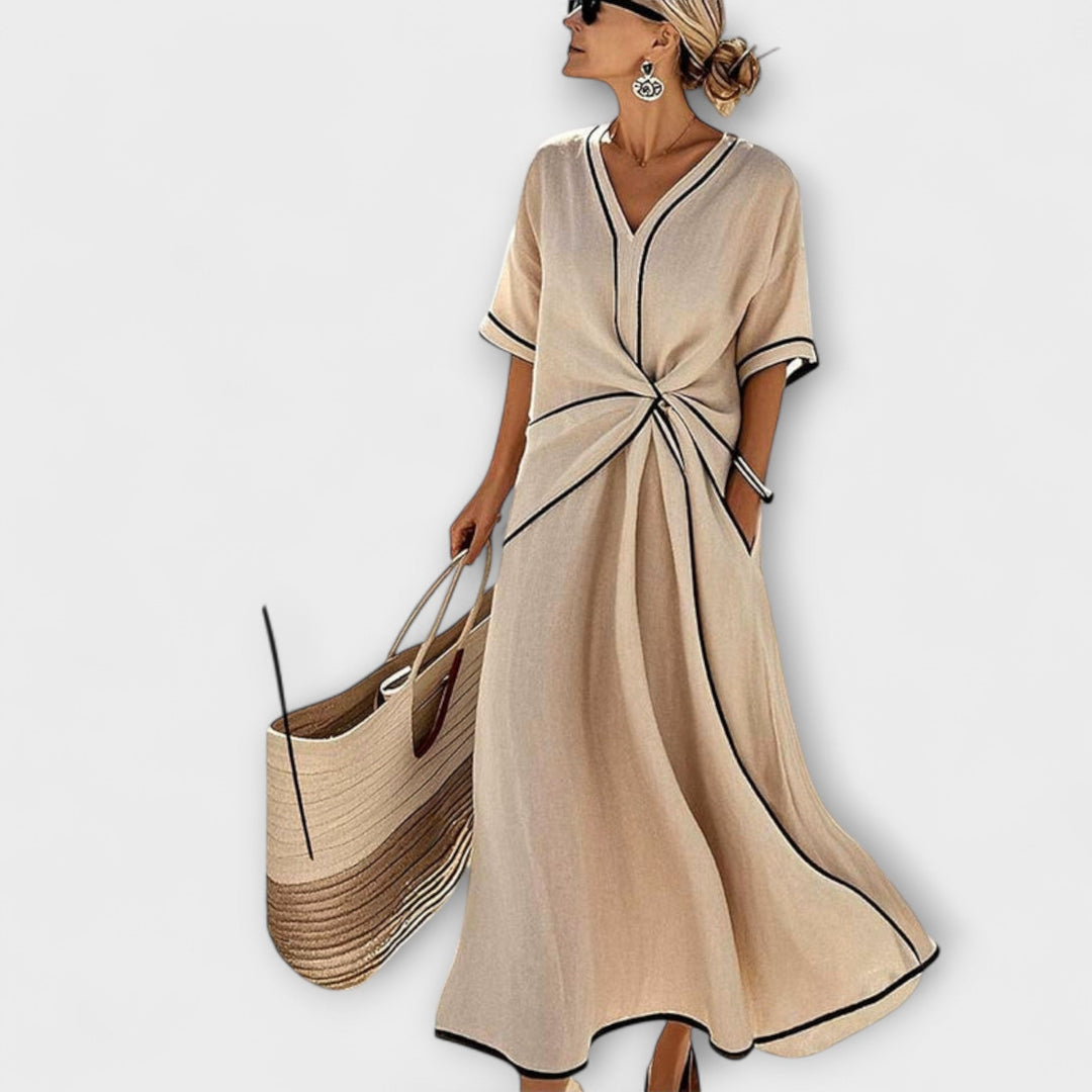 Marcella - Hellblaues Sommerkleid mit Drapierung