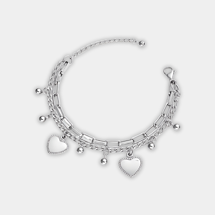 Silver Charm Bracelet Ciara with Hearts