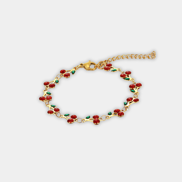 Gold Charm Bracelet Gráinne with Red Berries