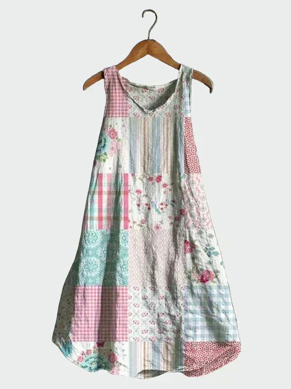 Pastellfarbenes Patchwork-Kleid