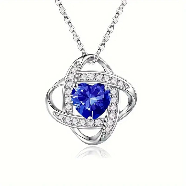 Silver Necklace Ailbhe with Sapphire Knot