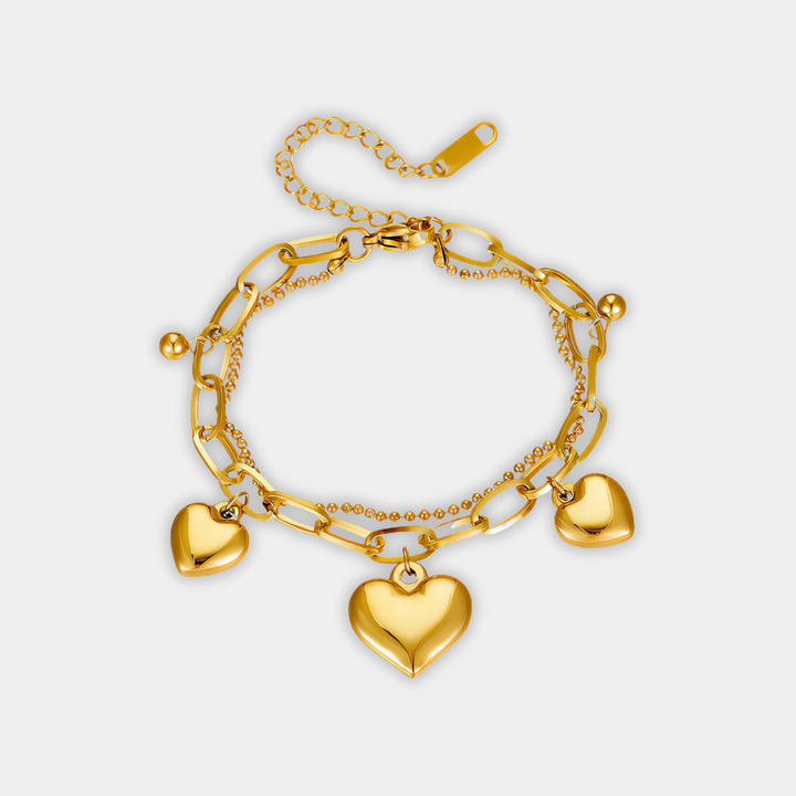 Gold Charm Bracelet Niamh with Hearts