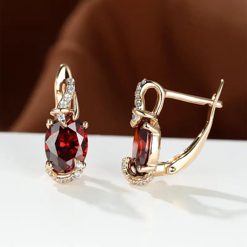 Gold Drop Earrings Eabha with Garnet