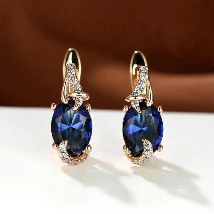Gold Drop Earrings Róisín with Sapphire