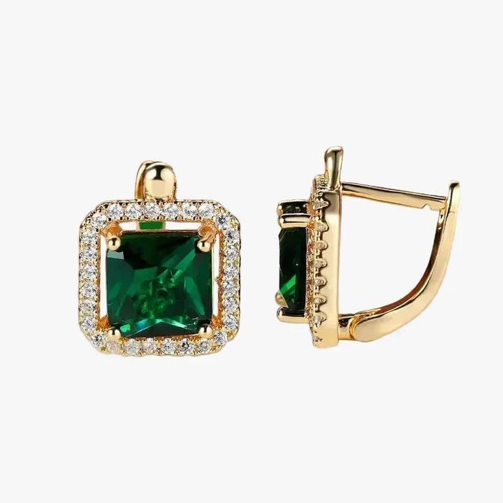 Gold Drop Earrings Treasa with Emerald