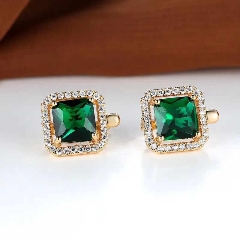 Gold Drop Earrings Treasa with Emerald