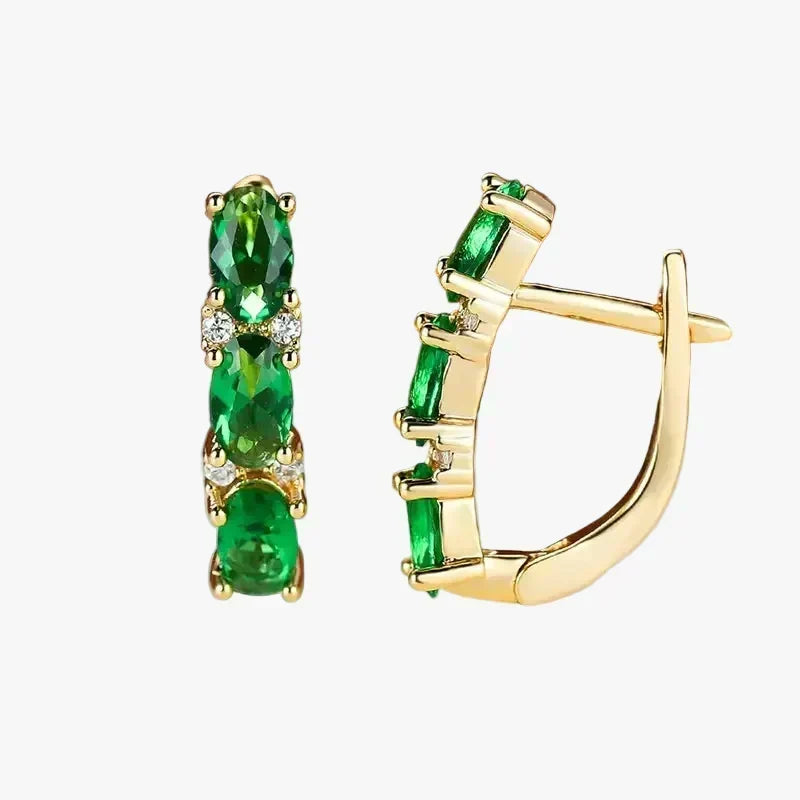 Gold Hoop Earrings Caoimhe with Emeralds