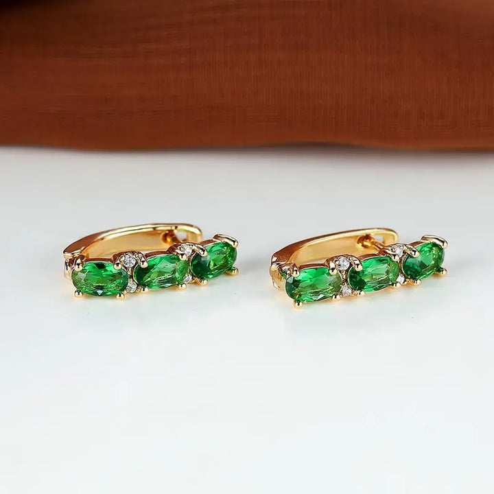 Gold Hoop Earrings Caoimhe with Emeralds
