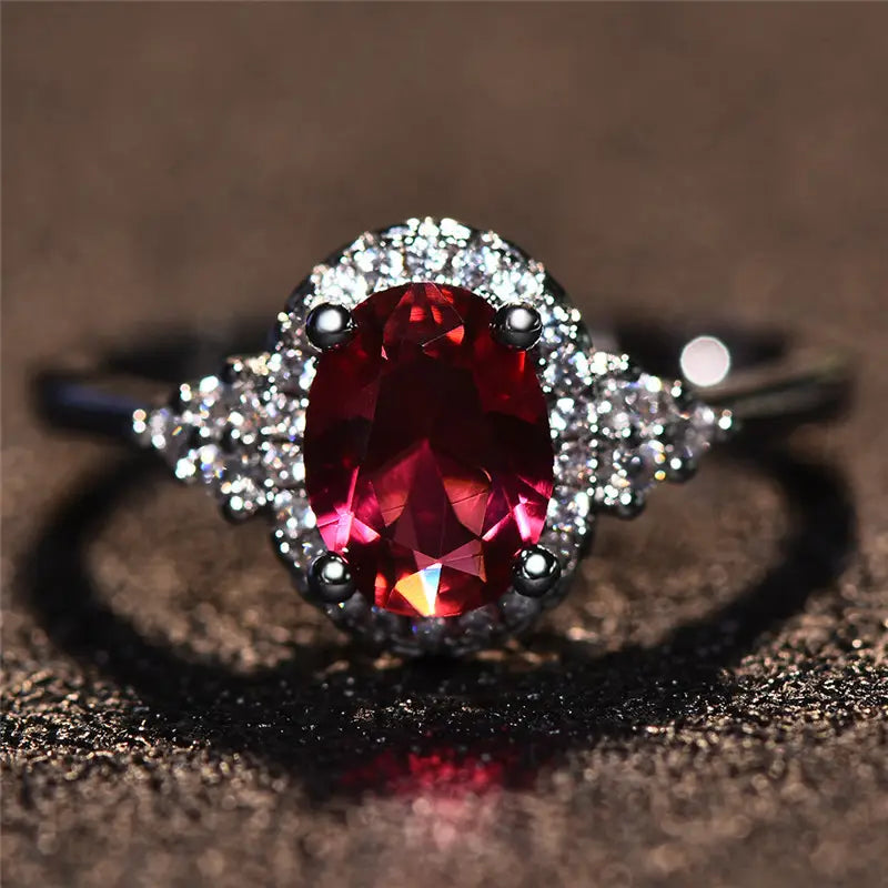 Black Gold Ring Dervla with Ruby