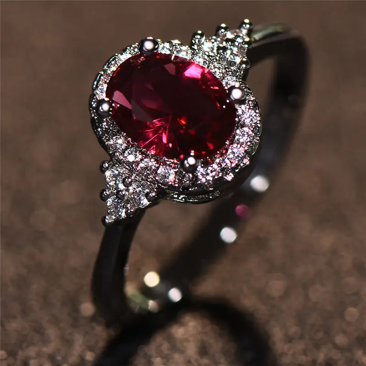Black Gold Ring Dervla with Ruby